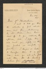 Nachlass Franz Steindachner, Brief von Alexander Goodman More an Franz Steindachner (21.12.1877), Inv.Nr. 349.02, Seite 1